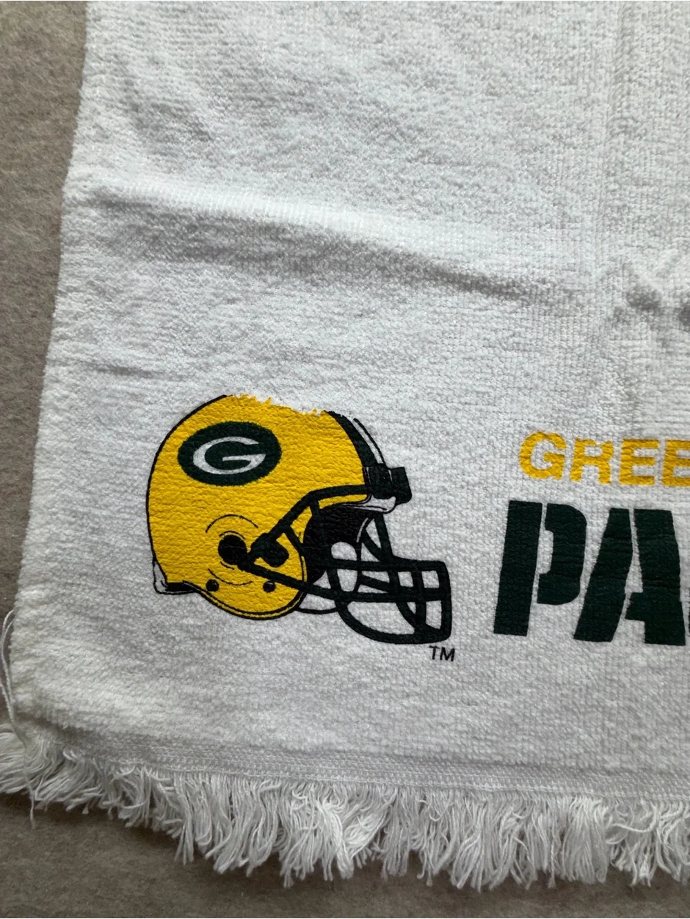 Vintage Green Bay Packers White Logo Hand Towel
